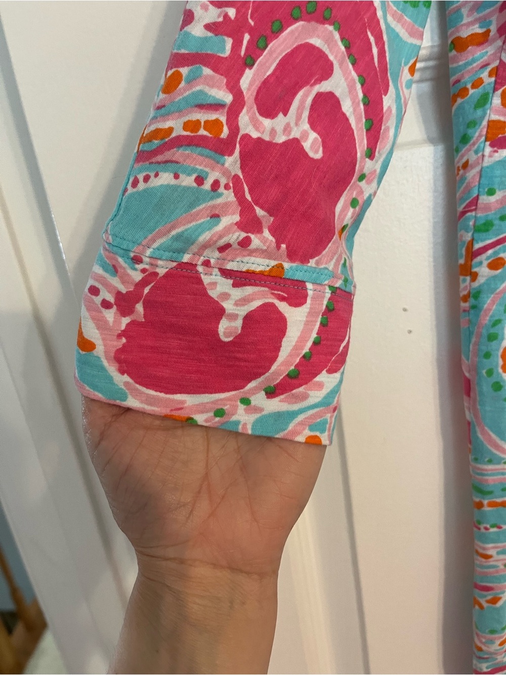 Lilly Pulitzer Turquoise, Pink & Orange Cotton Scoop Neck Tunic Top - Picture 4 of 7